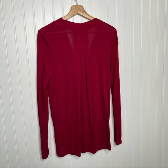 Akemi Kin Top XS Red solid Long Sleeve Stretch Boho Anthropologie Surplice - Picture 8 of 8